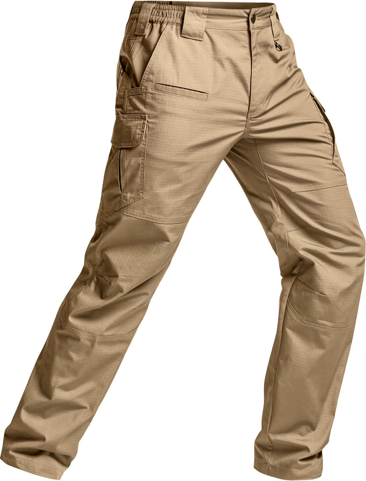 CQR Men's Tactical Pants, Water Resistant Ripstop Cargo Pants, Lightweight EDC Work Hiking Pants, Outdoor Apparel, Raider Mag Pocket Khaki, 46W x 30L