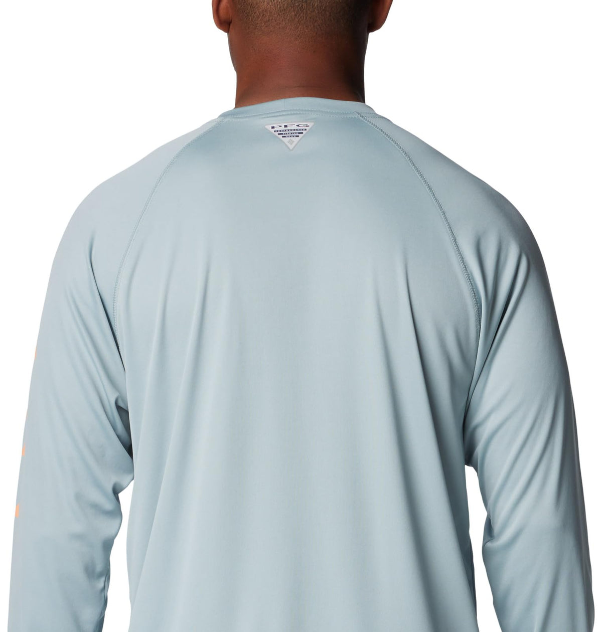 Columbia Men's PFG Terminal Tackle Long Sleeve Fishing Shirt, Crushed Blue/Bright Nectar Logo, 1X