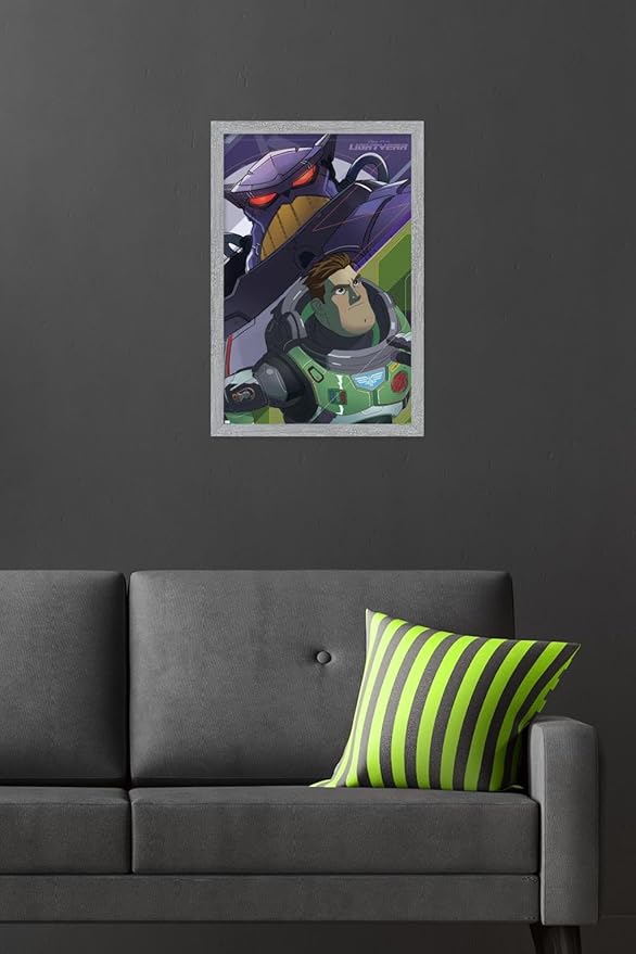 Trends International Disney Pixar Lightyear - Buzz and Zurg Wall Poster, 22.4L x 14.7W, Gray Framed Version