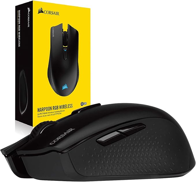 Corsair Harpoon Wireless RGB Lightweight FPS/MOBA Gaming Mouse – 10,000 DPI – 6 Programmable Buttons – Low-Latency Bluetooth – iCUE Compatible – PC, Mac, PS5, PS4, Xbox – Black