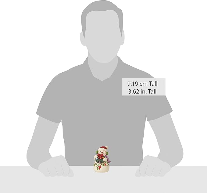 Enesco Jim Shore Heartwood Creek Snowman Wearing Earmuffs Miniature Figurine- Resin Hand Crafted Collectible Mini Figurines Christmas Snowman Home Decor Holiday Shelf Figure, 3.62 Inch, Multicolor