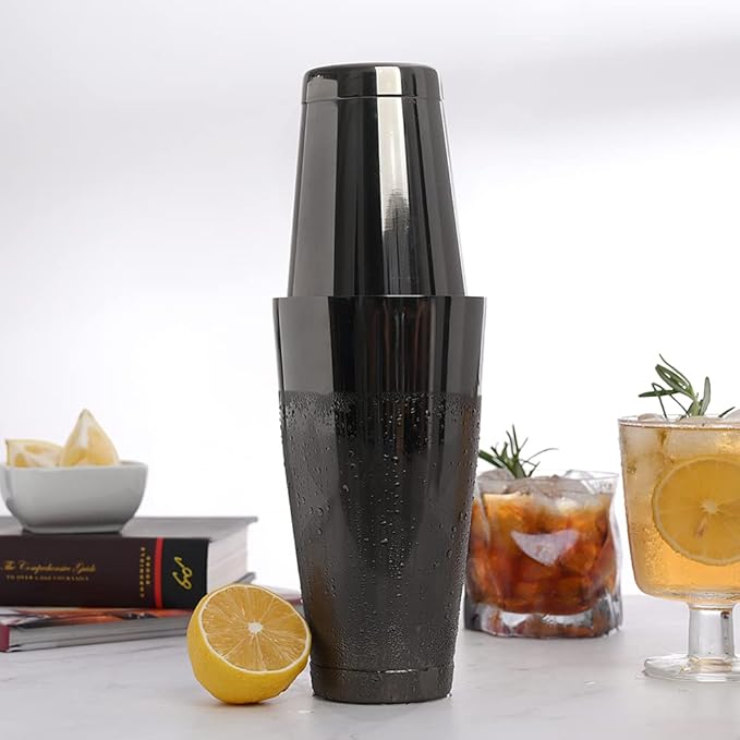 ETENS Boston Cocktail Shaker Black, Cocktail Shaker Tins Weighted, Bar Shaker Set Bartender Shakers for Bartending - Martini Shaker Stainless Steel Drink Mixer | Bar Tools Metal Shaking Tin | Gunmetal