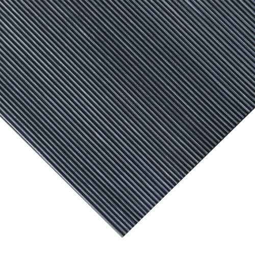 Rubber-Cal 03_168_W_FR_04 Fine Rib Corrugated Rubber Mats, 1/8" Thick x 4' x 4' Runners, Black