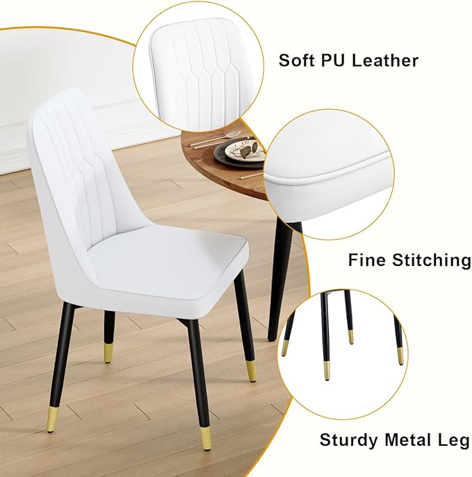 42"-54" Extendable Dining Table Set for 6, Oval Dining Table Set for 6, 0.73" Thick Wood Tabletop with Smooth Edge, Black Metal Leg with Non-Slip Footmat, 6 Soft PU Chairs, for Kitchen, Small Space