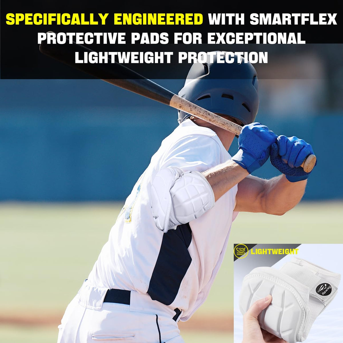 Rawxy Hitters Baseball Softball Batters Elbow Guard (White, Adult-L/XL)