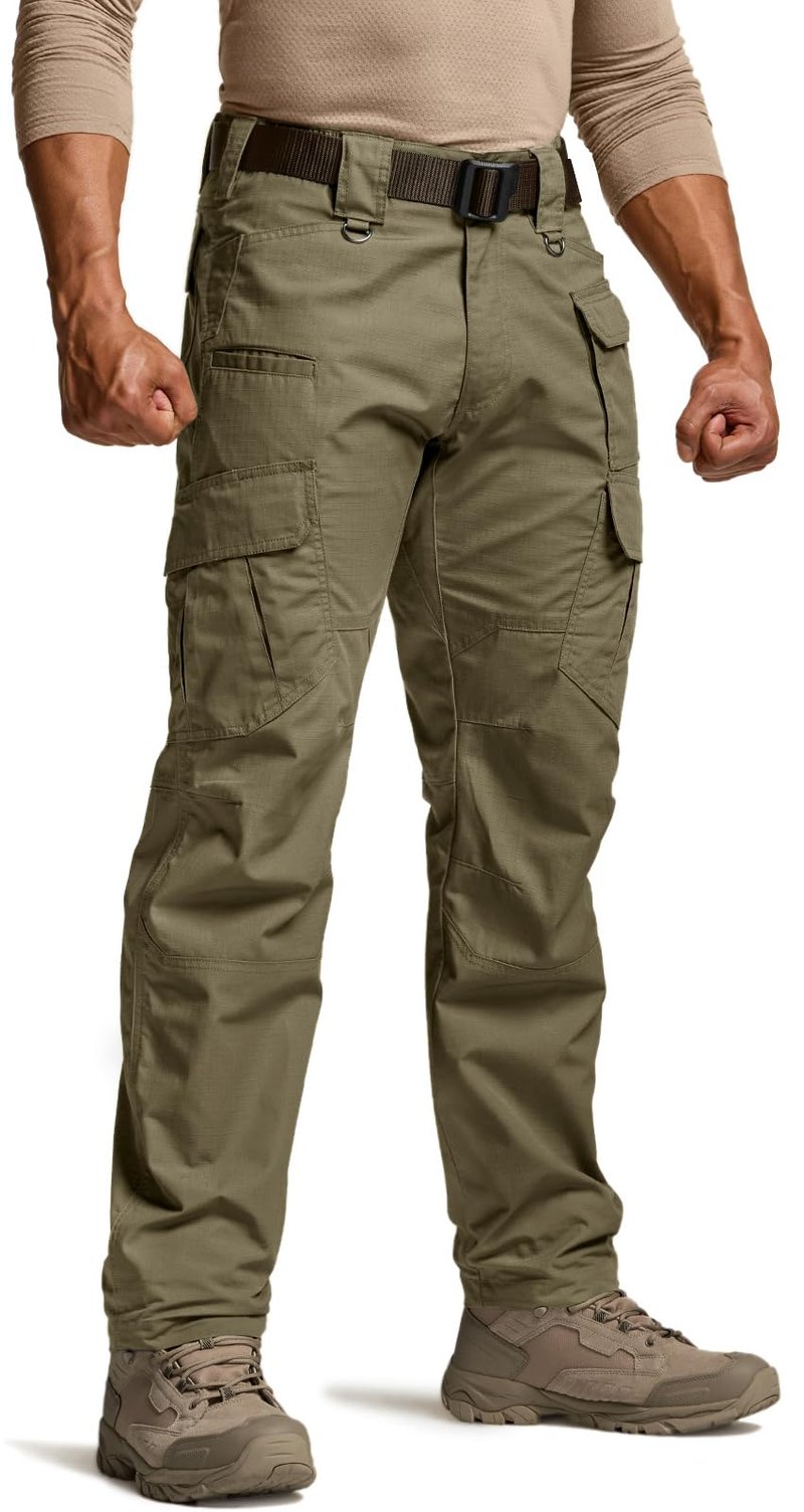 CQR Men's Tactical Pants, Water Resistant Ripstop Cargo Pants, Lightweight EDC Work Hiking Pants, Outdoor Apparel, Raider Mag Soil Green, 40W x 30L