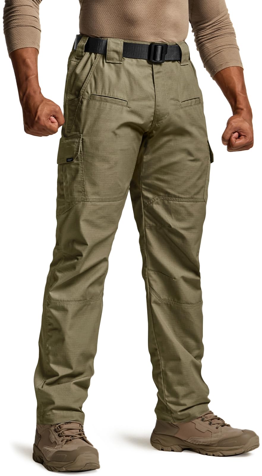 CQR Men's Tactical Pants, Water Resistant Ripstop Cargo Pants, Lightweight EDC Work Hiking Pants, Outdoor Apparel, Raider Soil Green, 44W x 30L