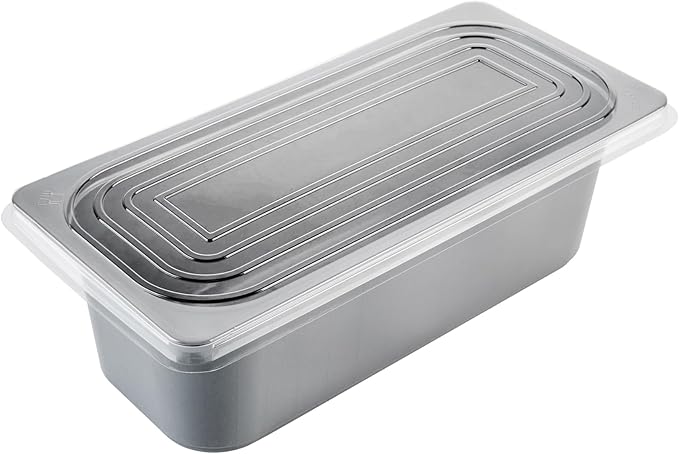 Restaurantware Ice Cream Container 25 Count 5.28 Liter Plastic Frozen Dessert Tub Rectangular Durable Storage Gray