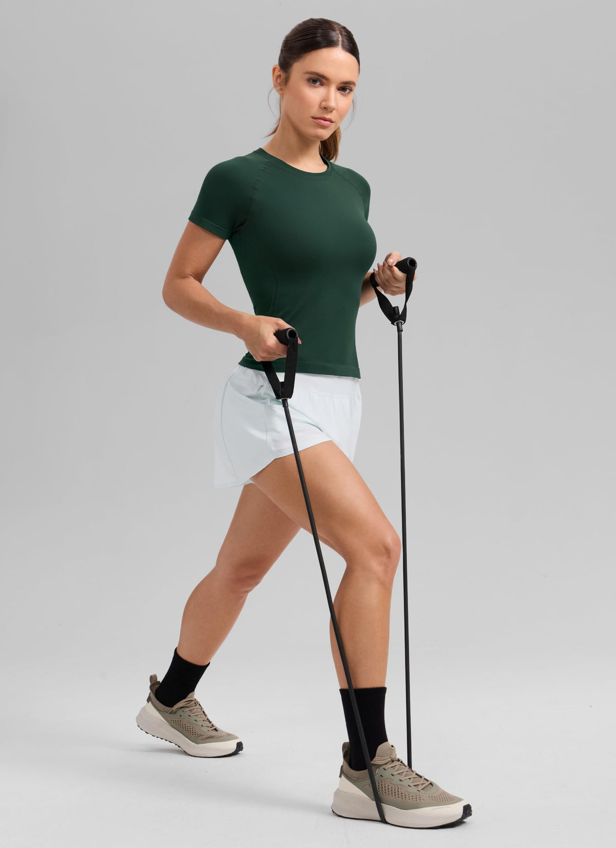 CRZ YOGA Seamless T-Shirt Waist Length Legend Green Small