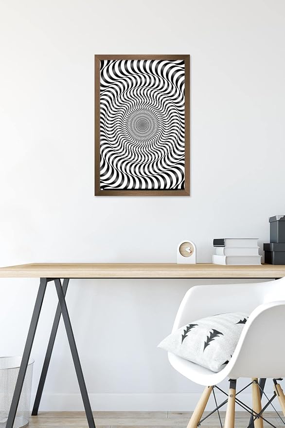 Trends International Zebra Stripe Optical Illusion Wall Poster, 14.725" x 22.375", Bronze Framed Version
