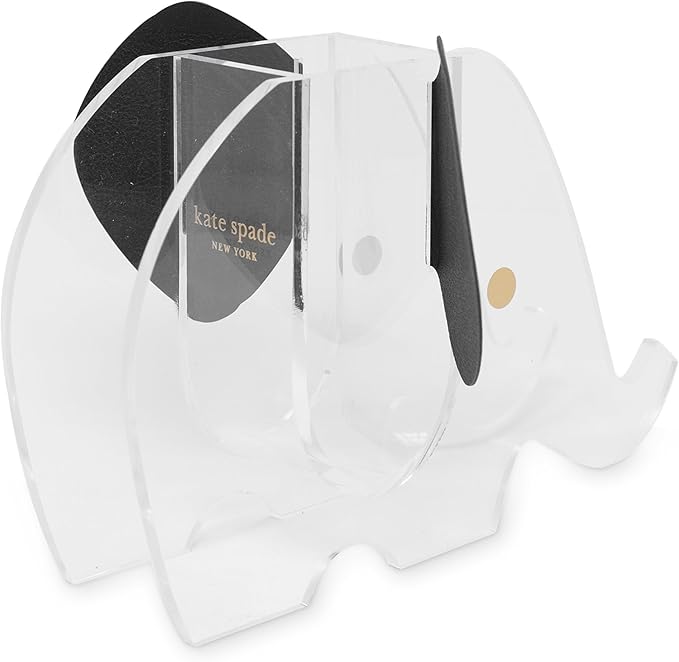 kate spade new york Acrylic Elephant Shaped Vase with Faux Leather Ears, Decorative Mini Planter or Desk Pot (Elephant)