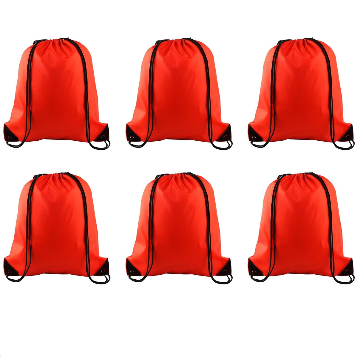 PLULON 6 Pcs Drawstring Bags Bulk Red Drawstring Backpack String Backpack Cinch Sack Sport Gym Backpack Bags for Yoga Traveling Outdoor Sports