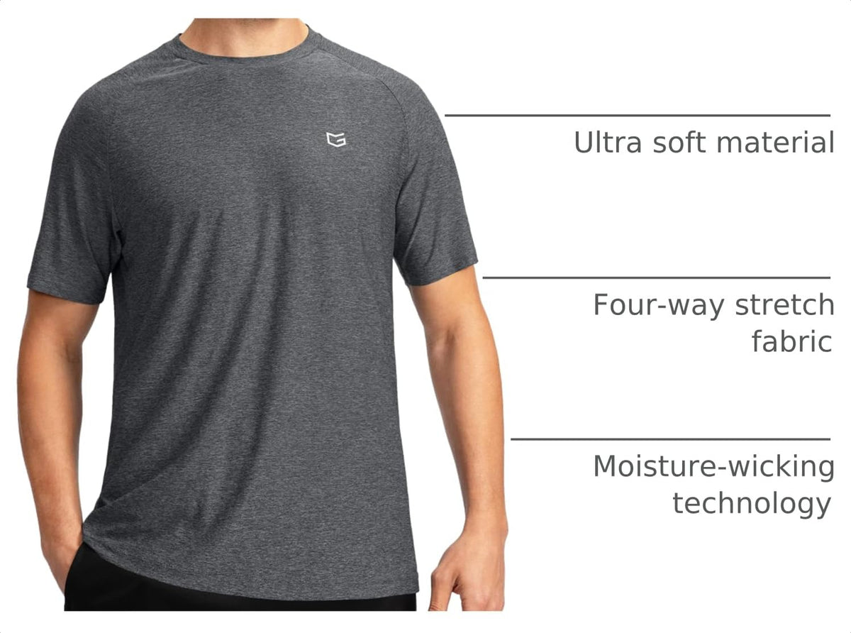 G Gradual Men's Workout Quick Dry T-Shirts Short Sleeve Lightweight Cooling Gym Shirts Tee for Running, Beach, Hiking