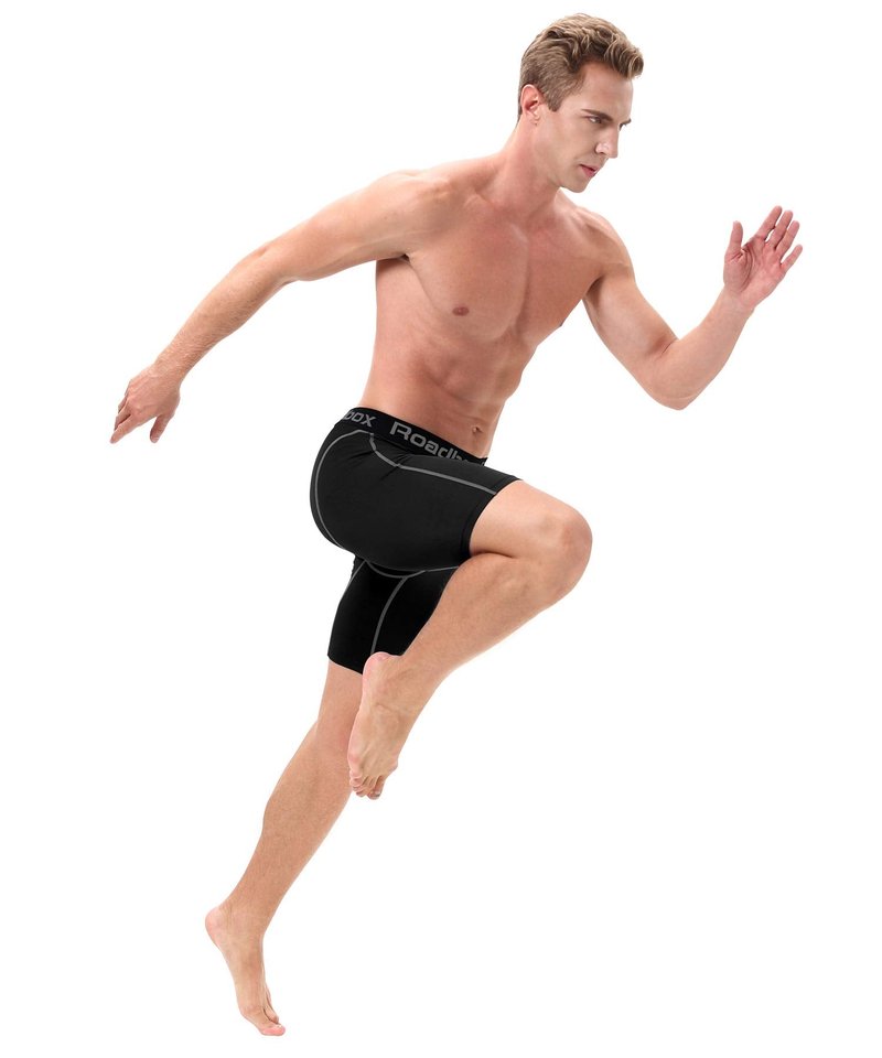 Roadbox Compression Shorts for Men Athletic Workout Underwear Running Gym Spandex Short Sports(Black,Black,Black,L)