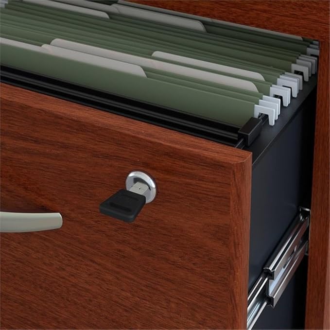 Bush Business Furniture Series C 72W Office Desk with Bookcase and File Cabinets in Mahogany