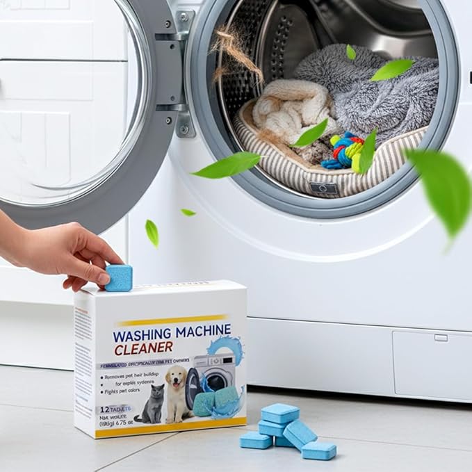 Washing Machine Cleaner Tablets, 2026 Upgraded Washer Machine Cleaner Tablets for Pet Owners, Deep Cleaning Pet Hair Remover for Front Loader, Top Load, HE Washer Tub (24 Pack)