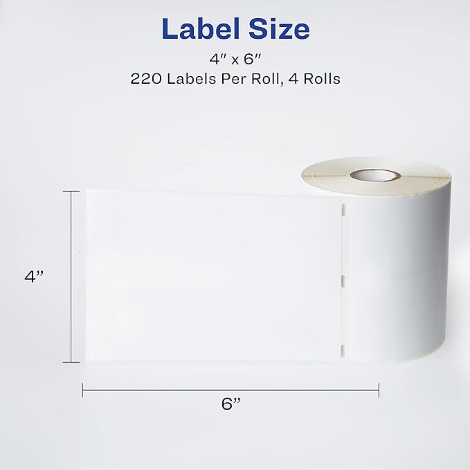 Multipurpose Thermal Labels, 4 x 6, White, 220/Roll, 4 Rolls/Pack