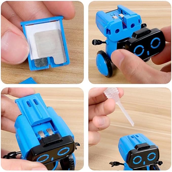 Science Saltwater-Powered Robot Kit, DIY STEM Gift Toys, No Batteries Required, Scientific Experiments, Creative Toy, Environmental Protection, for Festival & Birthday &Boys & Girls (Blue)