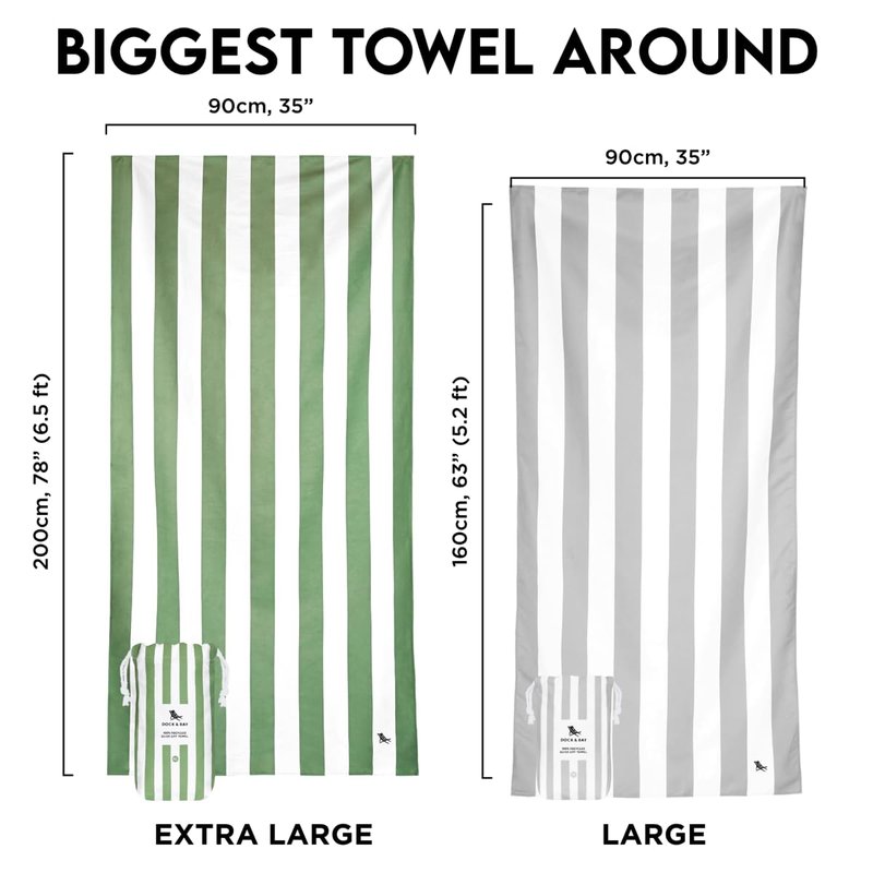 Dock & Bay Beach Towel - Quick Dry, Sand Free - Compact, Lightweight - 100% Recycled - Includes Bag - Cabana - Set E (4), Large (160x90cm, 63x35)