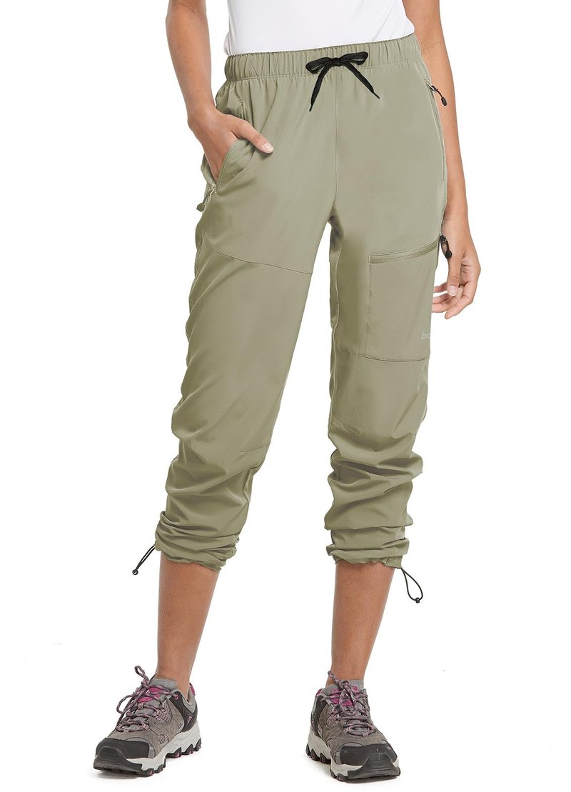 baleaf Women's Hiking Pants Quick Dry Lightweight Water Resistant Stretch Cargo Pants with Zipper Pockets Travel Camping 29''-Light Green XS