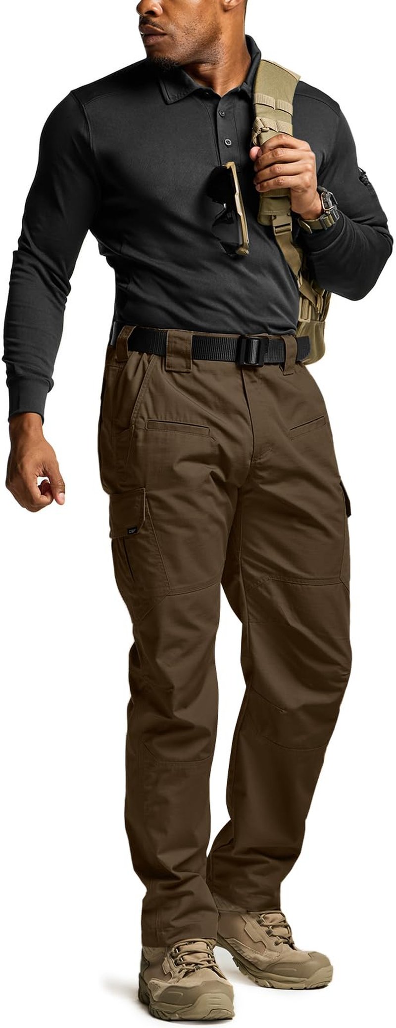 CQR Men's Tactical Pants, Water Resistant Ripstop Cargo Pants, Lightweight EDC Work Hiking Pants, Outdoor Apparel, Raider Tundra, 42W x 30L