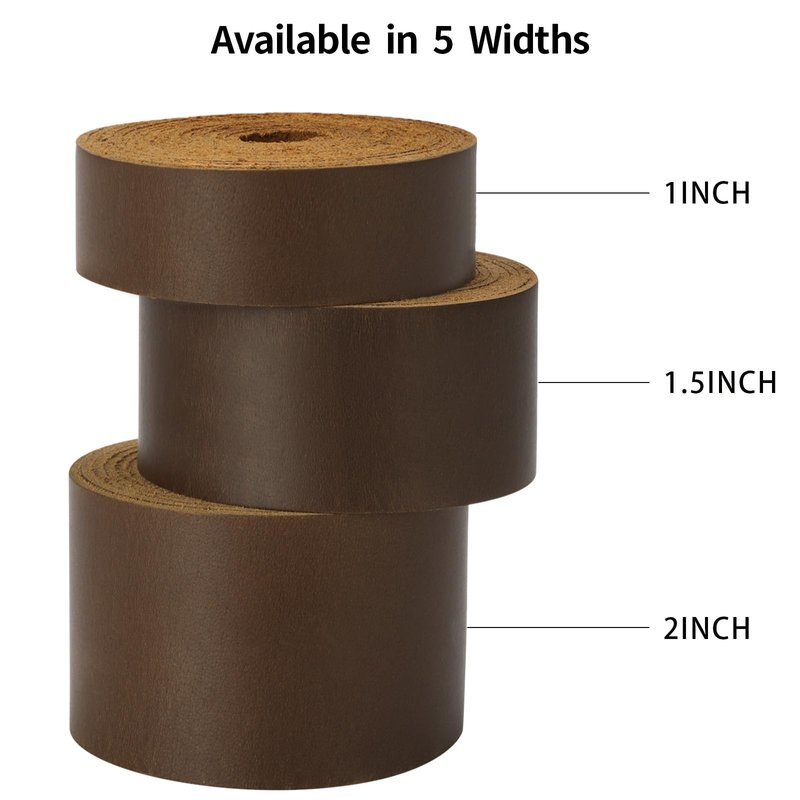 Jack&Chris 72.5 Inches Long Leather Straps for Crafts, 1 Inch Wide Leather Strips, Full Grain Leather for DIY Arts & Craft Projects, Fabric, Clothing, Dark Brown