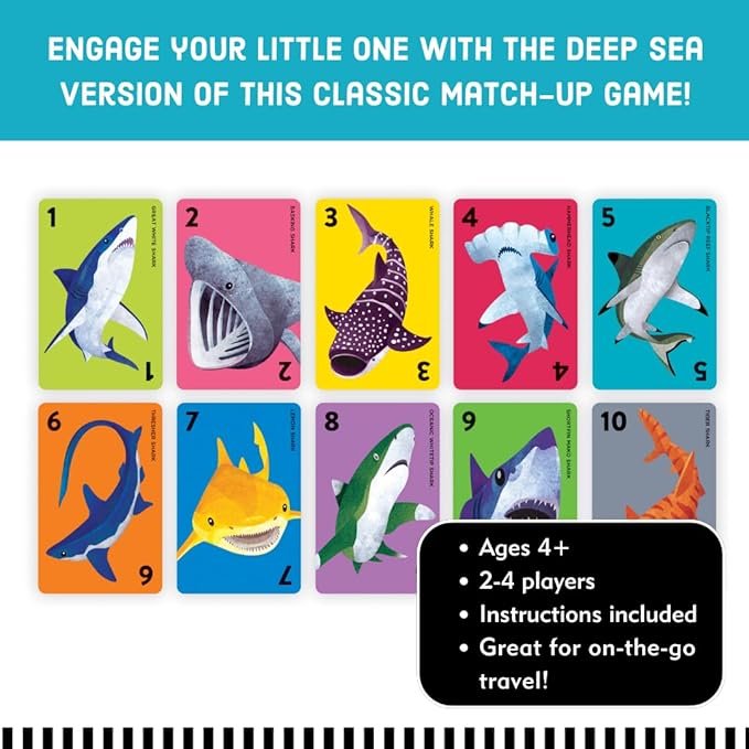 Mudpuppy Go Shark! – Shark Version of Classic Kids Go Fish Card Game with Cute Illustrations of Sharks for Children Ages 4 and Up, 2-4 Players