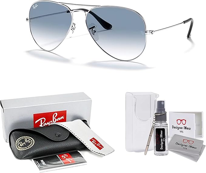 Ray-Ban RB3025 Metal Aviator Sunglasses For Men For Women +BUNDLE with ACCESSORY EYEWEAR KIT
