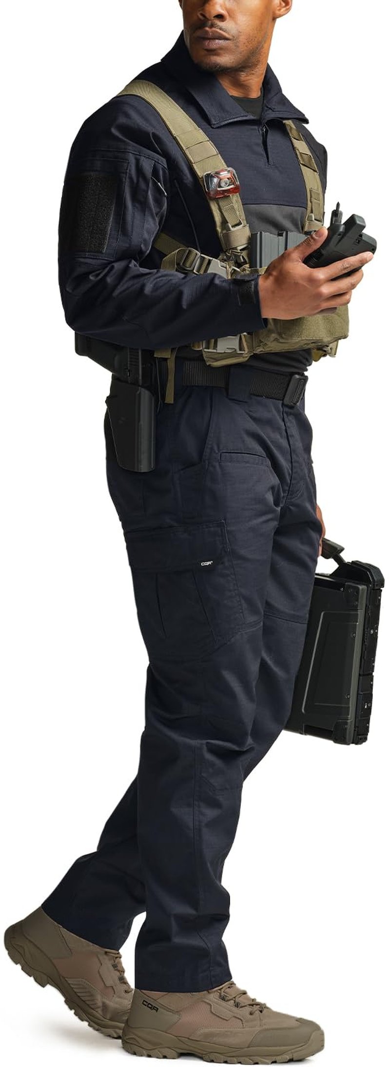 CQR Men's Tactical Pants, Water Resistant Ripstop Cargo Pants, Lightweight EDC Work Hiking Pants, Outdoor Apparel, Raider Police Navy, 40W x 30L