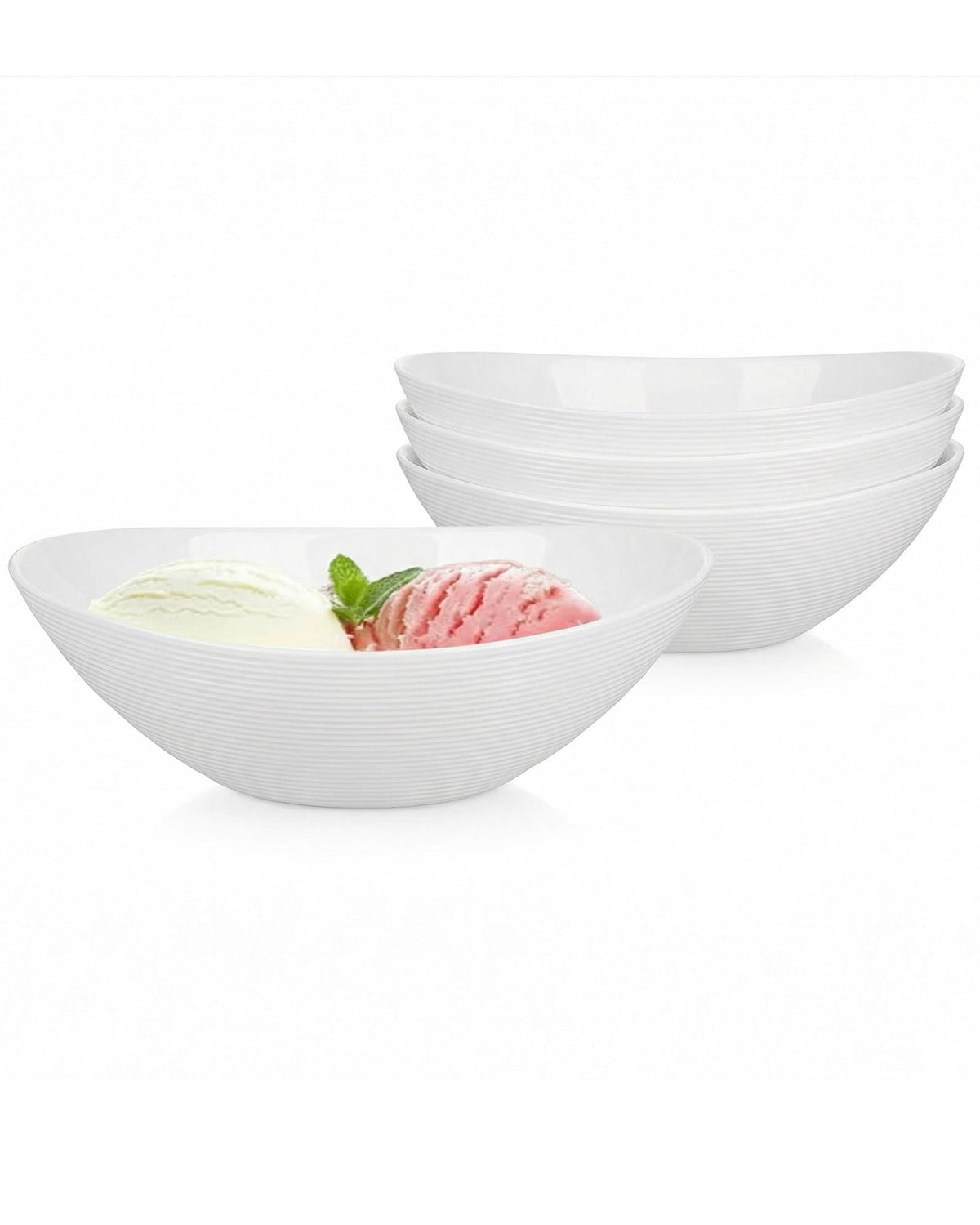 LaGlint 12 OZ Ice Cream Bowl Set of 6, 6 Inch Black Opal Glass