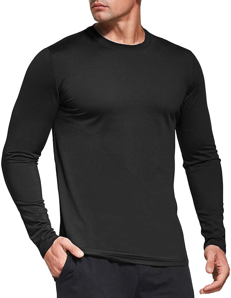 1 Pack Long Sleeve T Shirts for Men Dry Fit Moisture Wicking Long Sleeve Shirts Athletic Workout Shirts for Running Black-L