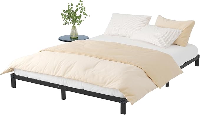 8 Inch Bed Frame Queen Size No Box Spring Needed, Heavy Duty Queen Platform Metal Bed Frame Support Up to 3000 lbs, Easy Assembly, Noise Free, Black