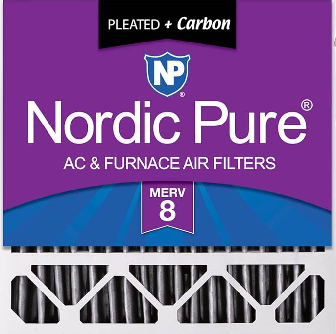 Nordic Pure 20x20x5 Honeywell Replacement Furnace Filters MERV 8 Plus Carbon 1