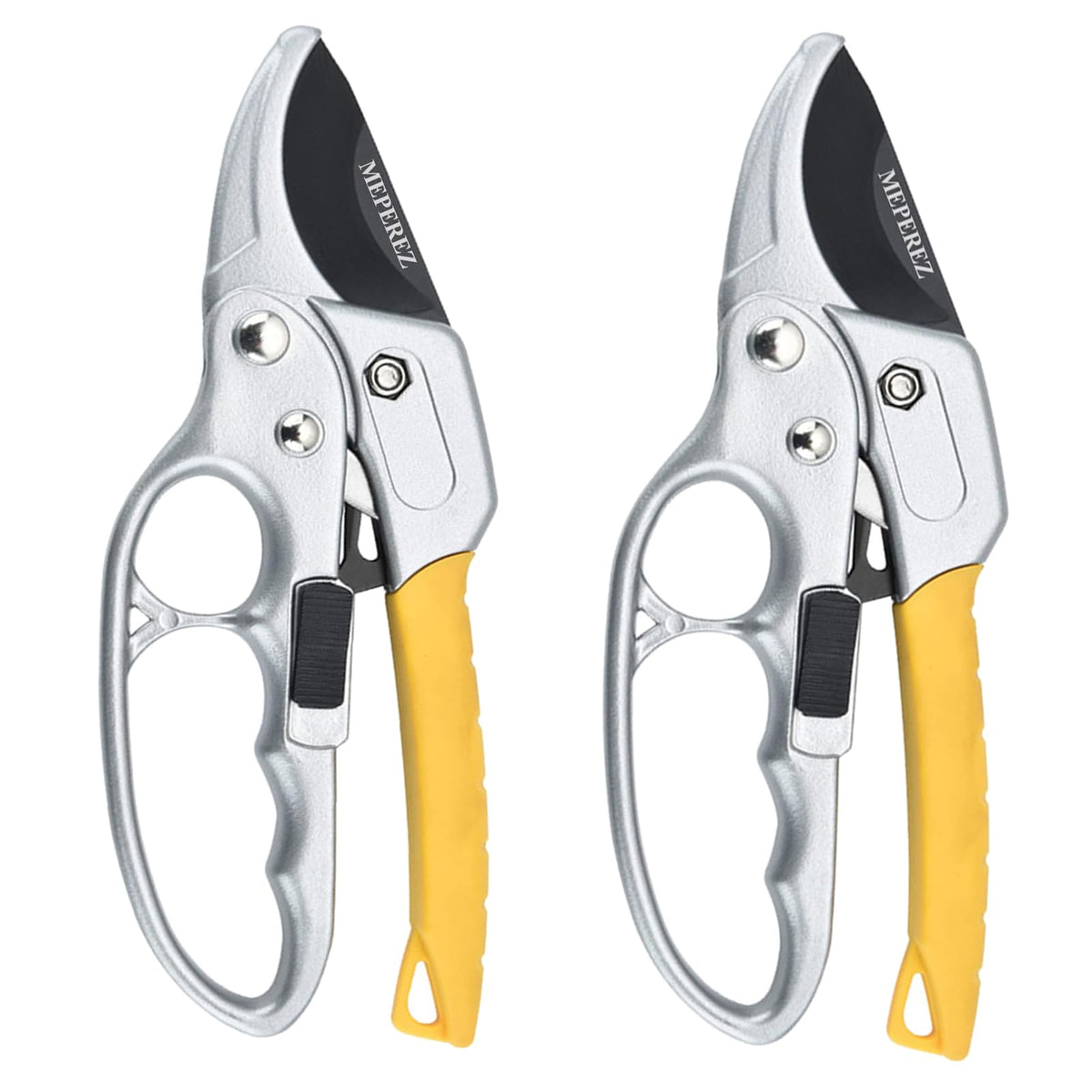 MEPEREZ Germany Pruning Shears For Gardening, Arthritis Weak Hand Snips, 4x cutting power trimming, 1-Inch Cut Capacity Garden Clippers, Ergonomic handle, Rust resistant, high strength steel, Sharp