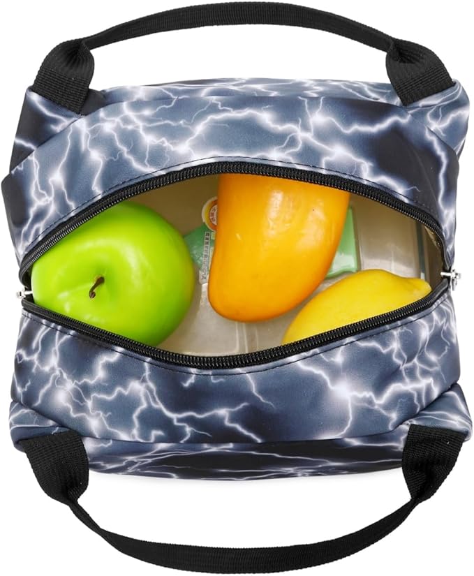 BABUN Backpack for Boys Middle Elementary Set for Kids Bookbag Lightning Laptop School Bags Waterproof With Lunch Box Bag (2-Black)