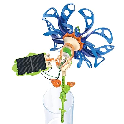 Thames & Kosmos SolarFlower Sapphire Swirl STEM Kit | Build a Motorized Solar-Powered Flower with Spinning, Colorful Petals, Educational Gift for Kids Ages 8+, Adults