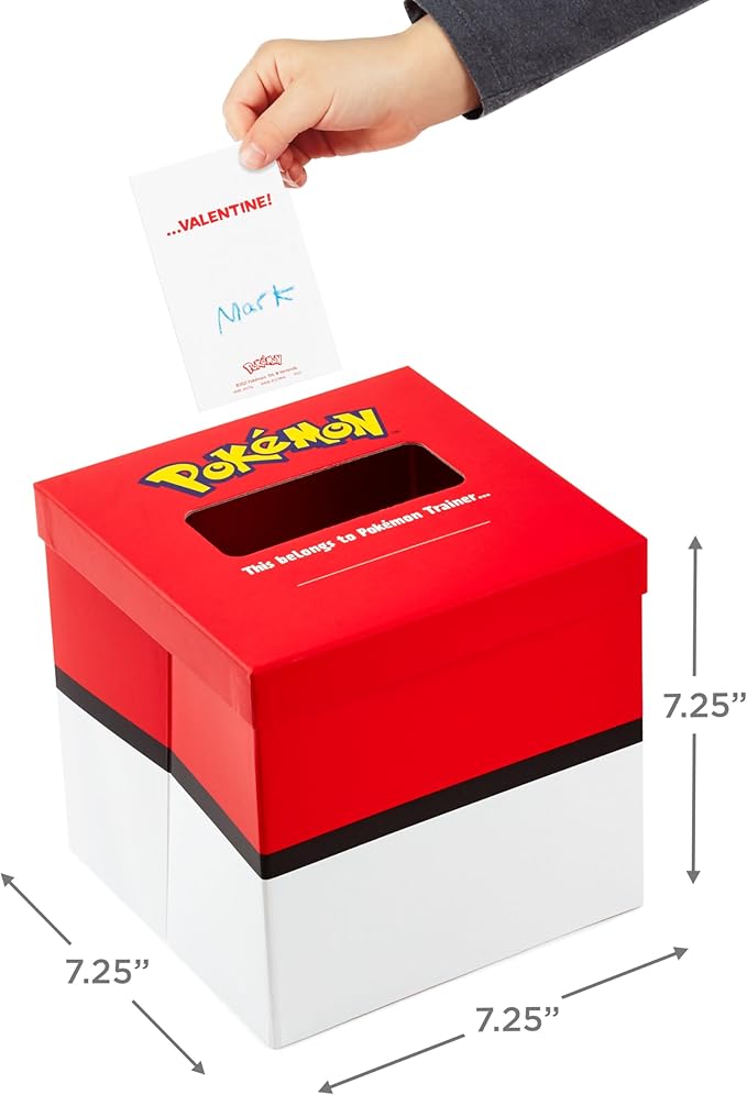 Hallmark Pokémon Valentines Day Cards and Mailbox for Kids School Classroom Exchange (1 Box, 32 Valentine Cards, 35 Stickers, 1 Teacher Card)