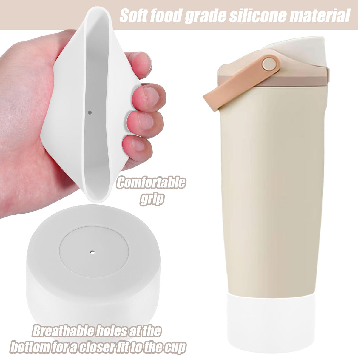 Mity rain 2PCS Protective Silicone Boots for Owala 30oz & 40oz FreeSip Sway Bottles & Tumblers - Accessories for owala, Enhances Stability & Prevents Scratches (Ivory & White)