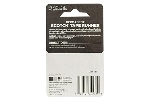 Scotch 6061 Scotch Double Sided Adhesive Roller Tape Runner, Permanent, Acid-Free, Photo-Safe Adhesive for Scrapbooking, Photo Mounting, and Crafts, 0.27 in x 26 ft per Roller, Pack of 4