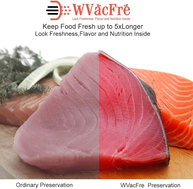 WVacFre 6 Rolls Vacuum Sealer Rolls 8"x20'(3)+11"x20'(3) for Food Storage