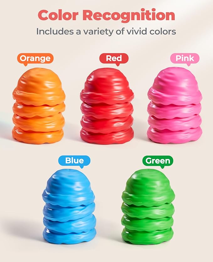 JoyCat Ice Cream Preschool Learning Activities Counting and Color Sorting Set Stacking Toys for Kids 1-5, Educational Fine Motor Skills Toys, 30PCS Math Manipulatives, Easter Basket Stuffers