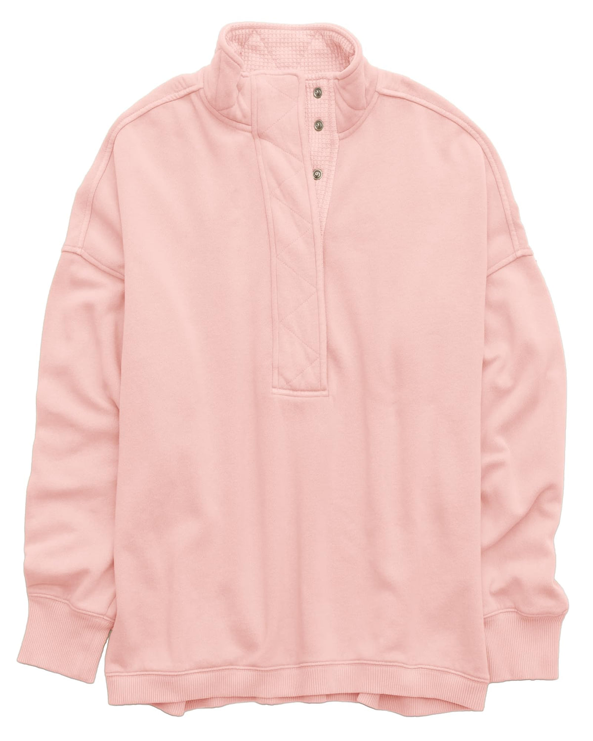 Gacaky Sweatshirt for Women Oversized Casual Long Sleeve Button Henley Neck Pullover Tops Fashion Outfits Clothes Pink S