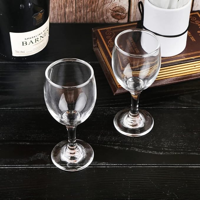 HEIGHT 5.6 Inches 120ML 4 Ounce Samll Capacity - Set of 6 Classic Red Small Wine Glasses Durable Clear White Lead-free Glass Cup For Party (Glass, 6Pcs4OZ)