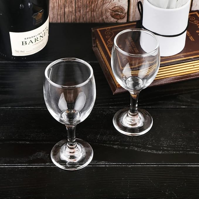 HEIGHT 5.6 Inches 120ML 4 Ounce - Set of 12 Classic Red Small Wine Glasses Durable Clear White Lead-free Glass Cup For Party (Glass, 12Pcs4OZ)