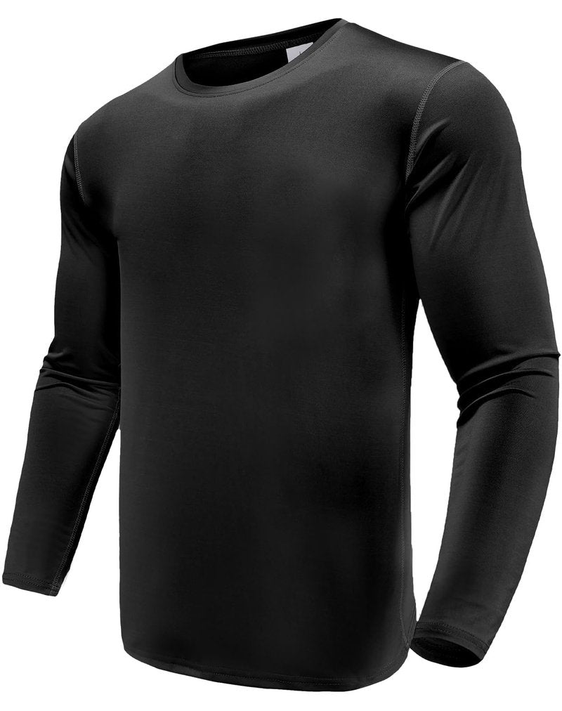 1 Pack Long Sleeve T Shirts for Men Dry Fit Moisture Wicking Long Sleeve Shirts Athletic Workout Shirts for Running Black-L