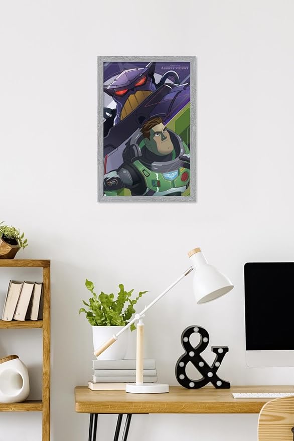 Trends International Disney Pixar Lightyear - Buzz and Zurg Wall Poster, 22.4L x 14.7W, Gray Framed Version