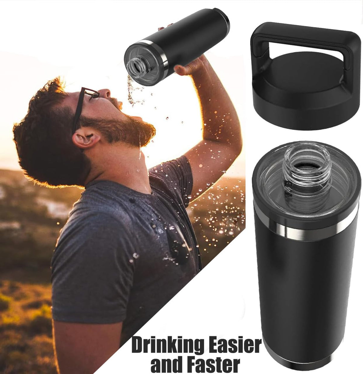 Replacement for YETI Lid Chug Cap Rambler Bottle, Screw Top Lid Replacement Fits for 18oz/ 26oz/ 36oz/ 64oz Cap Cover Water Bottle Parts Accessorie