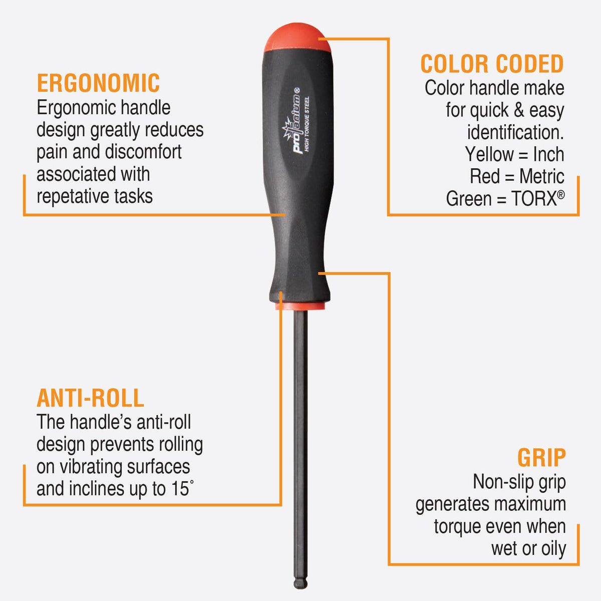 Bondhus 10686 1.5-5mm Balldriver Screwdrivers, 6 Piece Set