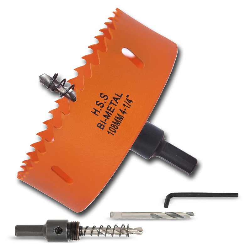 VIKITON 4-1/4 inch Hole Saw with Arbor for Metal Wood and Plastic, 4.25 inch Hole Cutter for Different Project with Smooth and Flat Drilling Edge, Fast Chip Removal