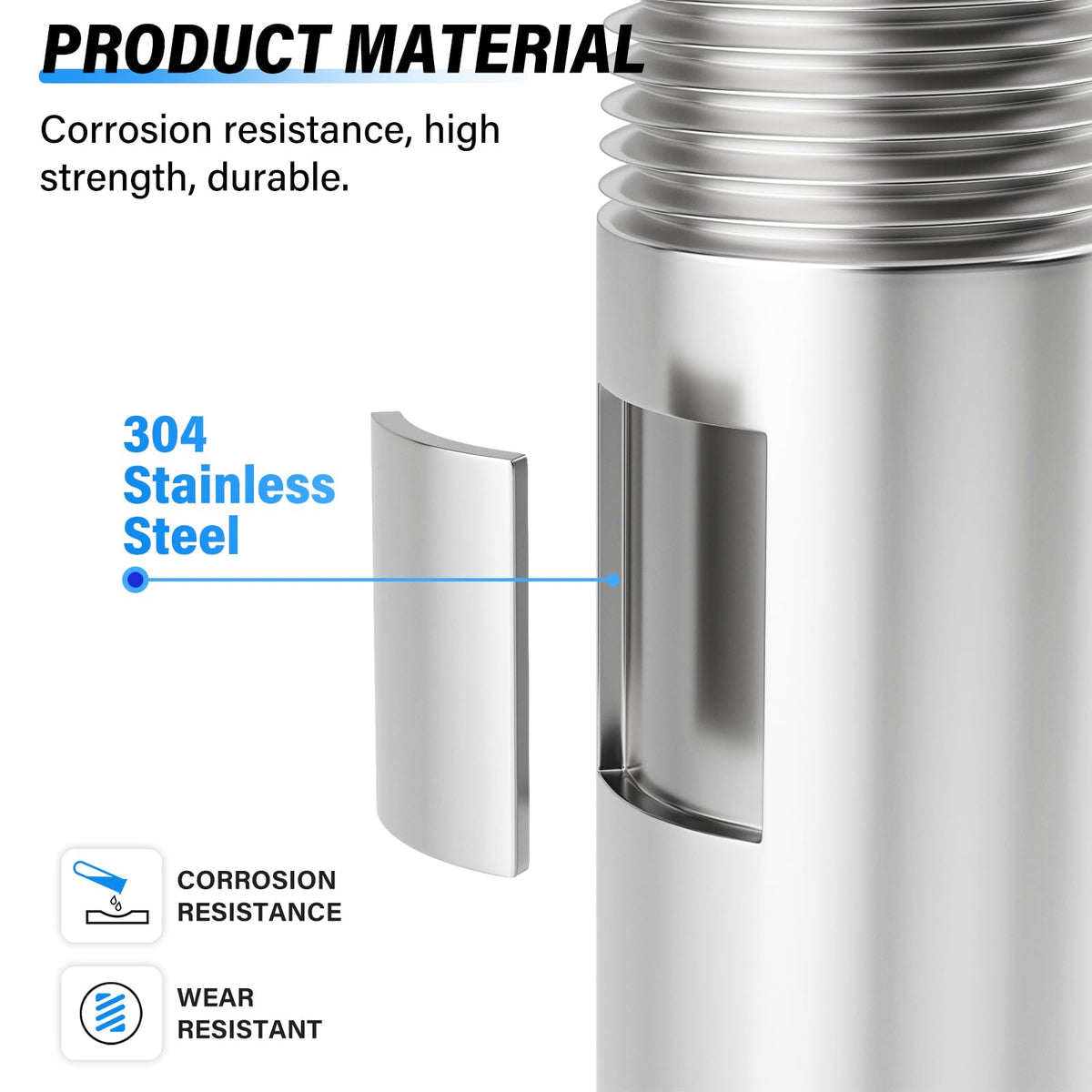 TAILONZ PNEUMATIC 2" NPT Male x 2" NPT Male 304 Stainless Steel Pipe Nipple, 10" Length Cast Pipe Fitting, Threaded Connector（Pack of 2）